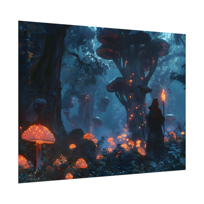 Mystical Forest Encounter: Vibrant Witch Artwork - Poster