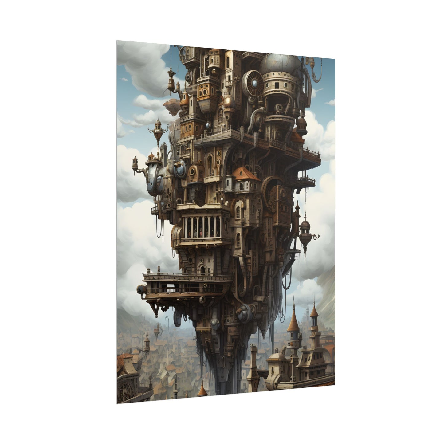 Steampunk Paris Cityscape: Colorful 19th Century Artwork - Poster