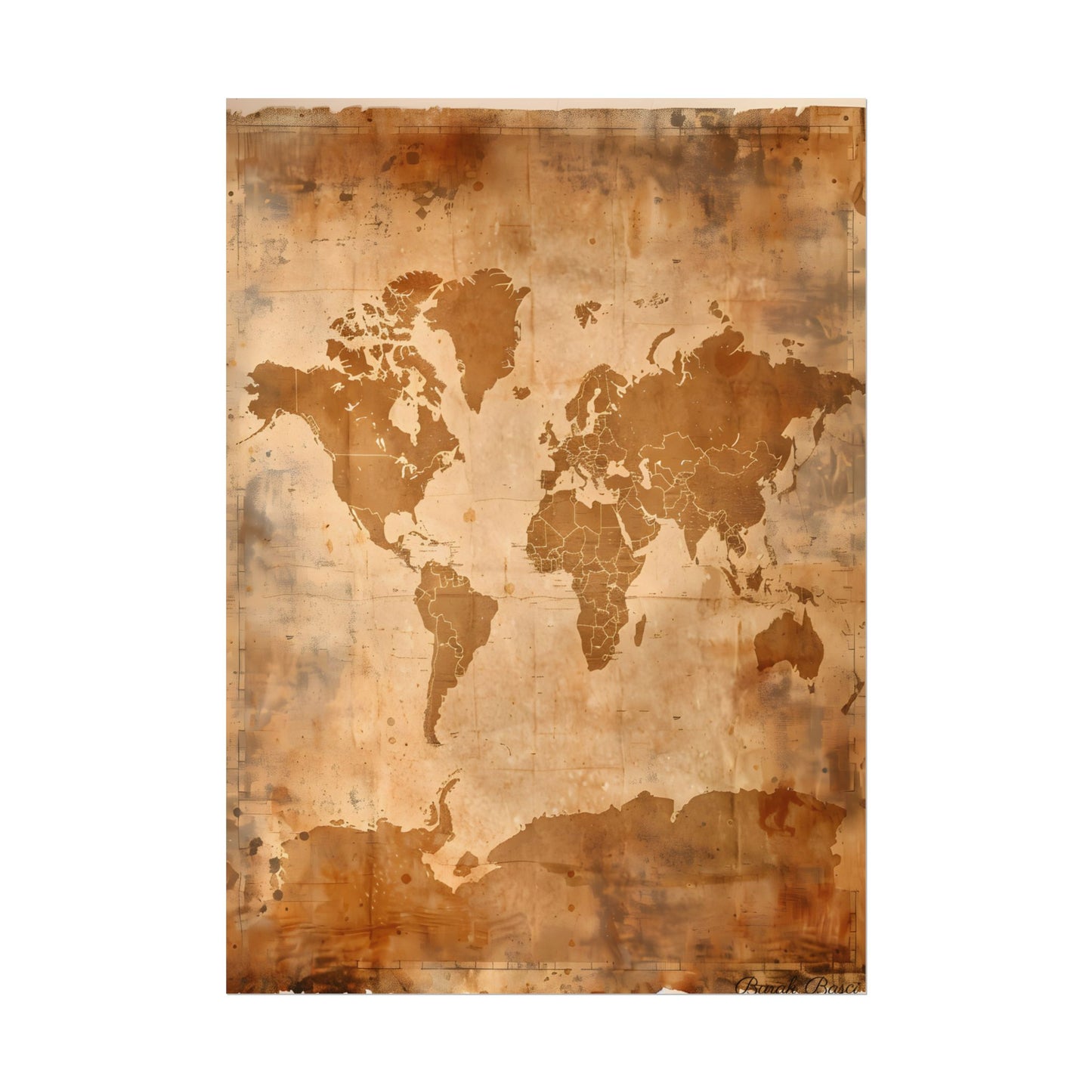 Vintage World Map: Artistic Cartography on Canvas - Poster
