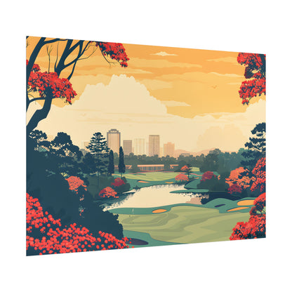 Retro-Style Augusta Georgia Golf Course: Vibrant Illustration Art - Poster