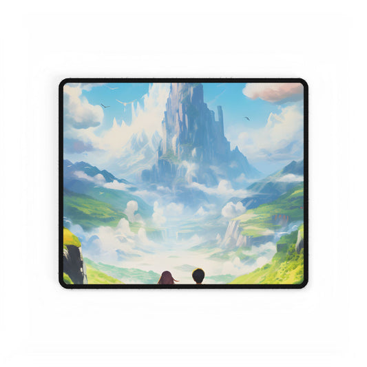Colorful Meadow Friends: A Joyful Landscape Scene - Desk Mat