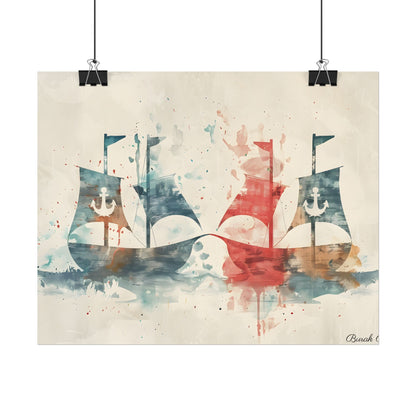 Vintage Nautical Flags: Antique Maritime Heraldry Illustration - Poster