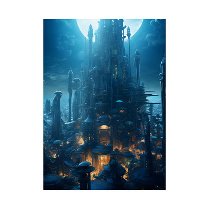 Underwater Futuristic Cityscape: Close Up Digital Artwork - Poster