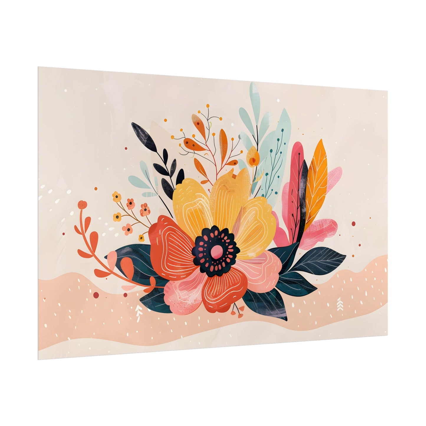 Blooming Growth: Vibrant Flower Artwork - Poster