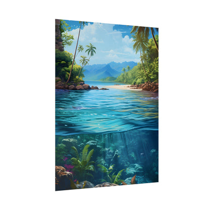 Tropical Island Oasis: Tranquil Tropical Landscape Art - Poster