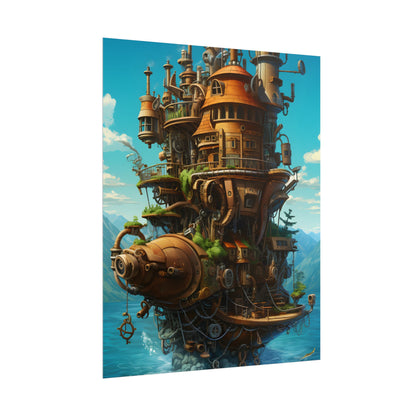Oceanic Steampunk Treasure Dive: Underwater Adventure Artwork - Poster
