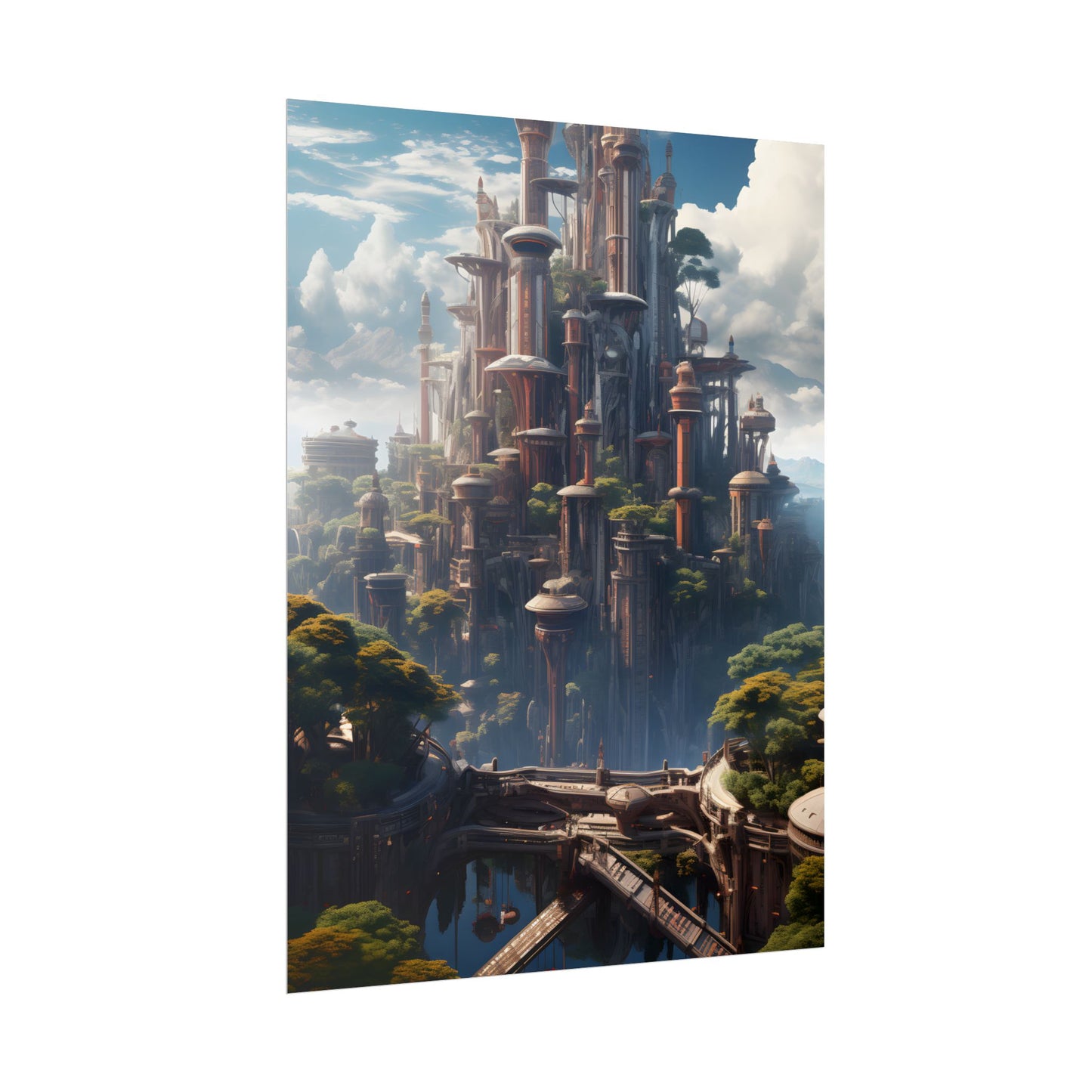Floating City of Columbia: Breathtaking Modern Urban Landscape - Poster