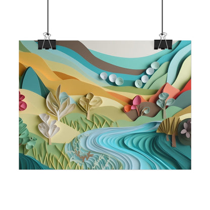 Magical Peaceful Beach: Realistic Paper Quilling Art - Poster