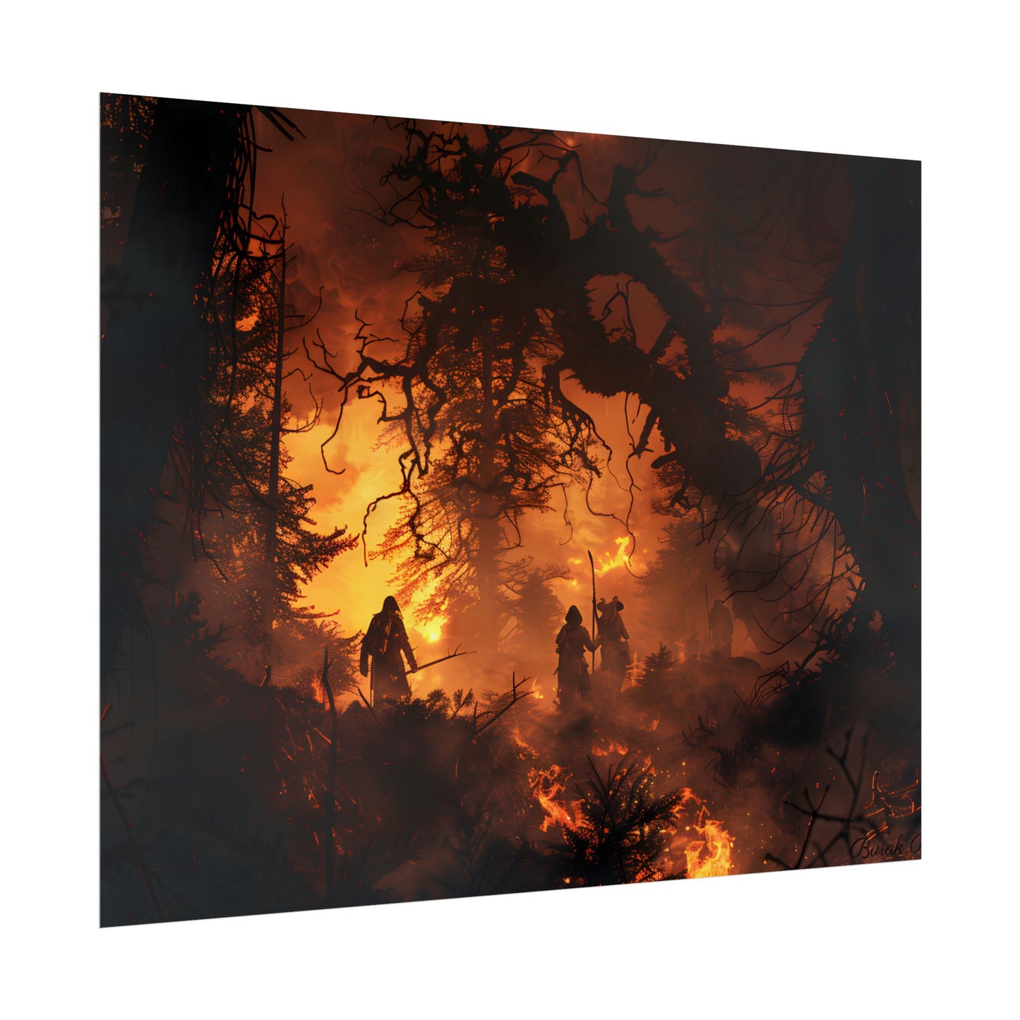 Misty Sunset Forest: Group Gathering - Poster