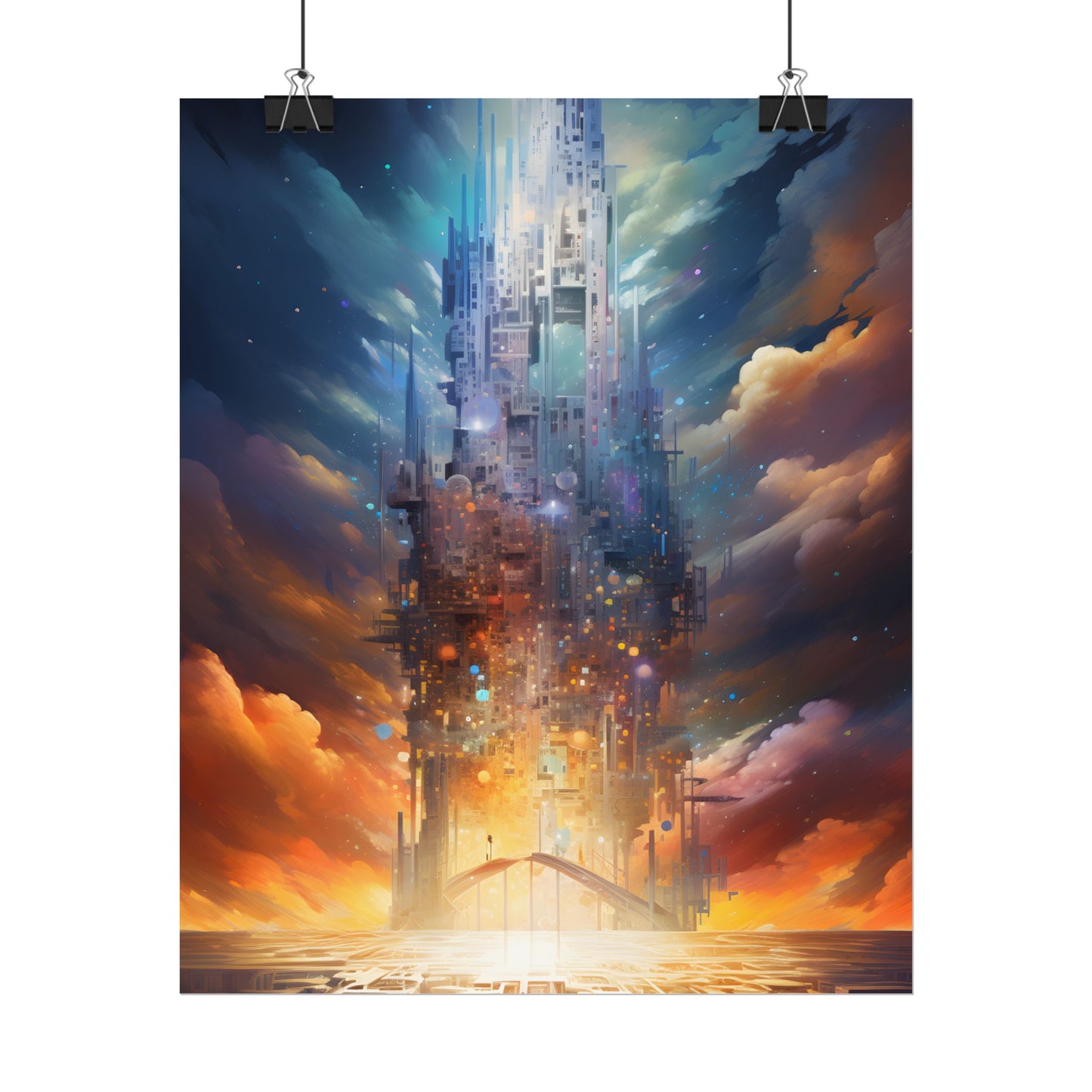 Vibrant Cyber Dreamscape: Abstract Digital Artwork - Poster