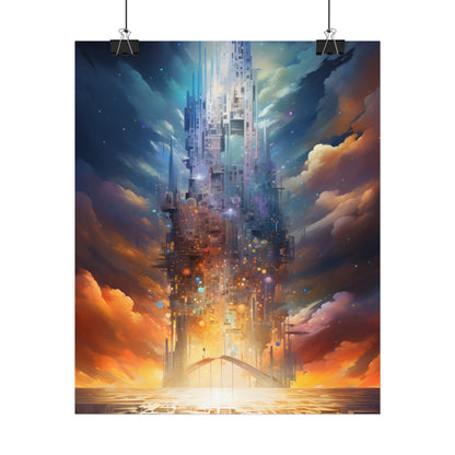 Vibrant Cyber Dreamscape: Abstract Digital Artwork - Poster