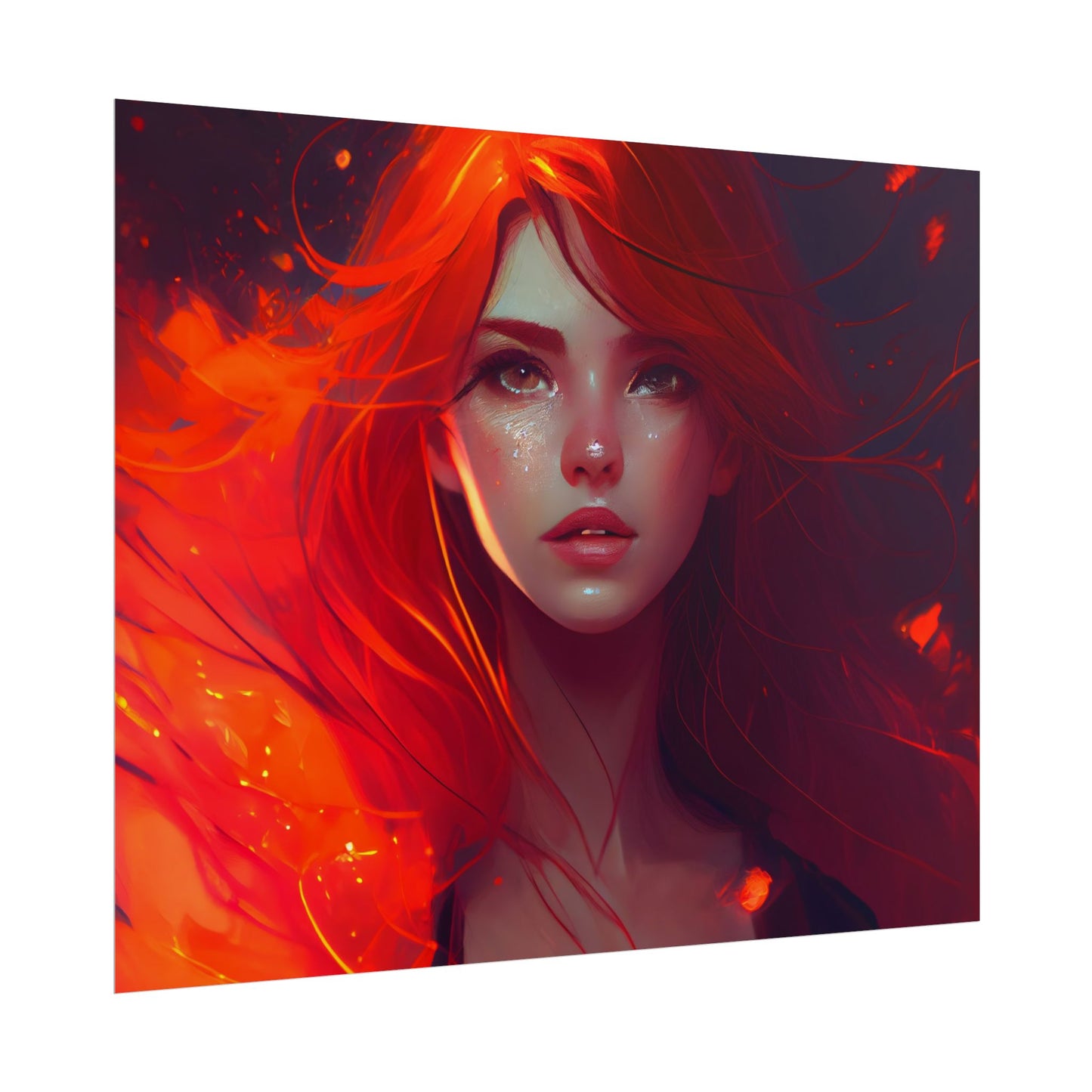 Glowing Female Portrait: Close-Up Artwork - Poster