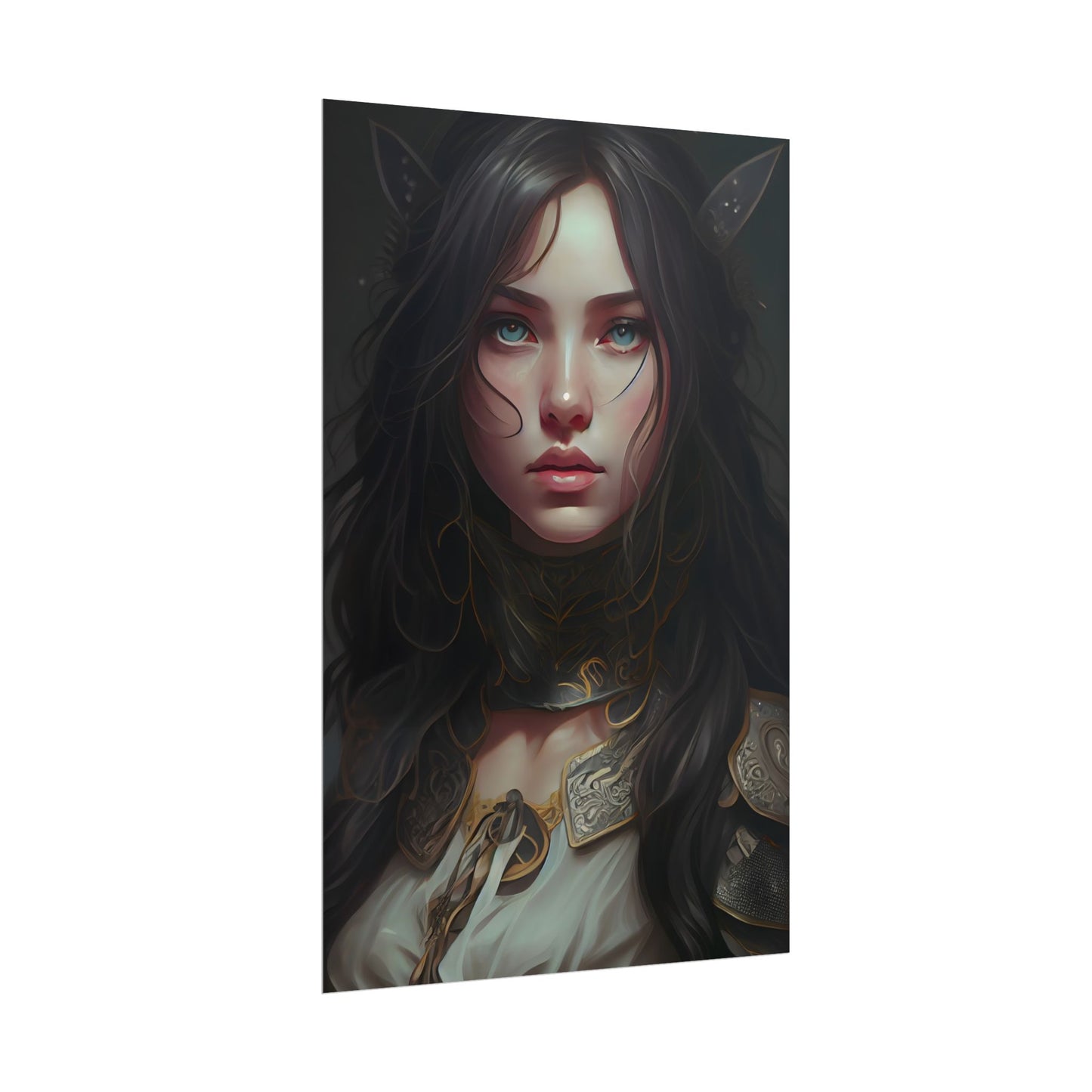 Vibrant Red Portrait: Dynamic Female Artwork - Poster