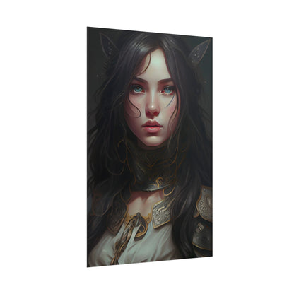 Vibrant Red Portrait: Dynamic Female Artwork - Poster