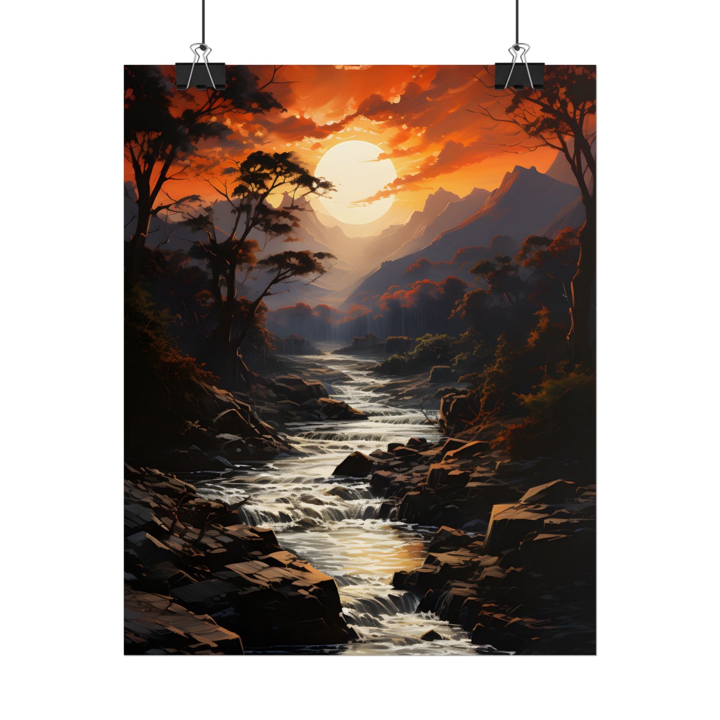 Breathtaking Waterfall: Impressionist Oil Painting in Serene Atmosphere - Poster