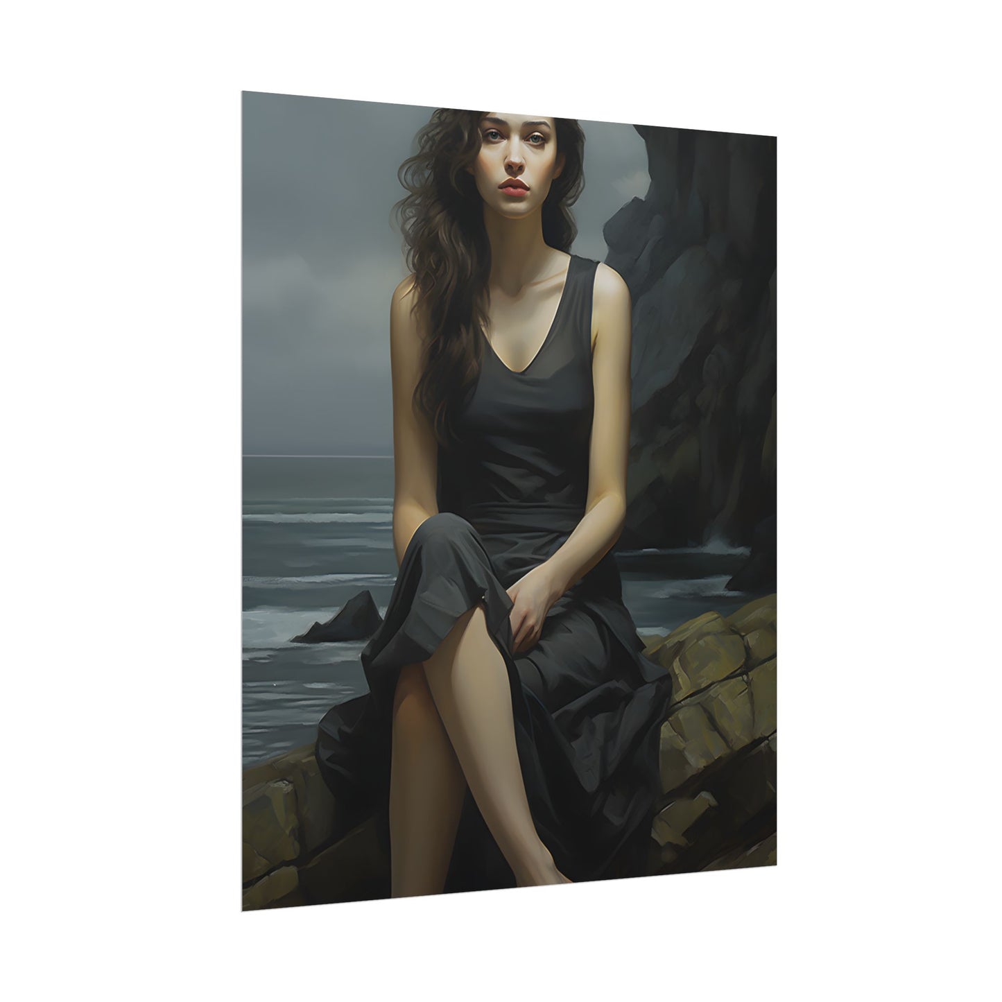 Serene Face with Glasses: Neutral Expression Art - Poster