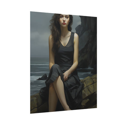 Serene Face with Glasses: Neutral Expression Art - Poster