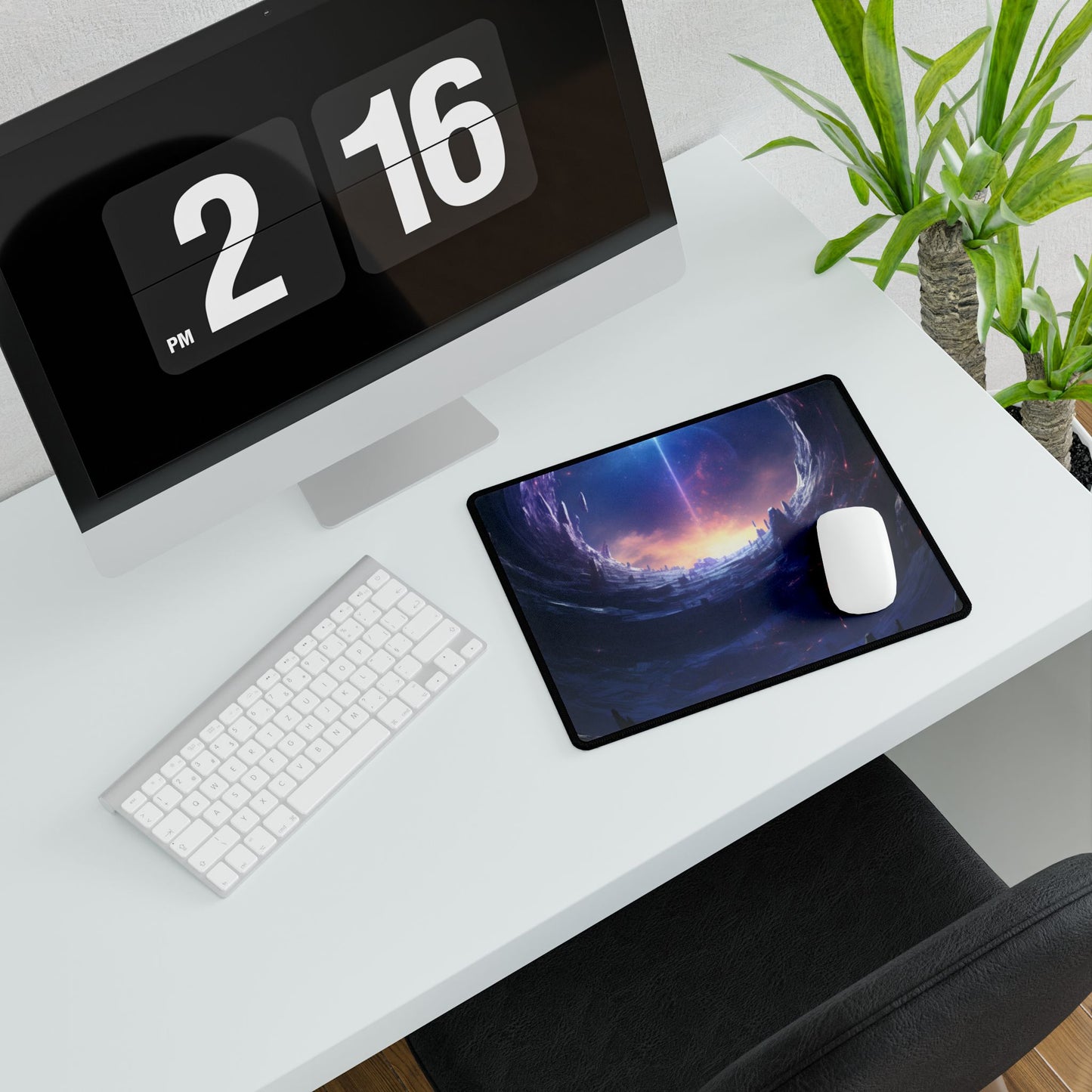 Black Hole Galaxy: Cosmic Digital Artwork - Desk Mat
