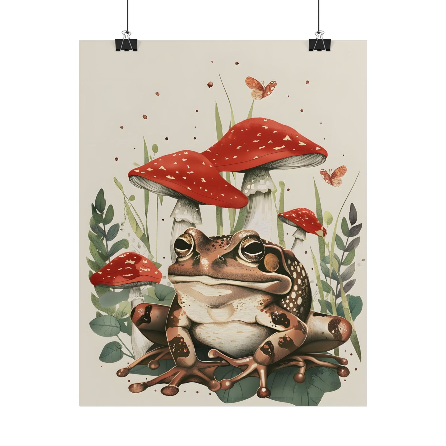 Retro Frog Smile: Colorful Mushroom Friends - Poster