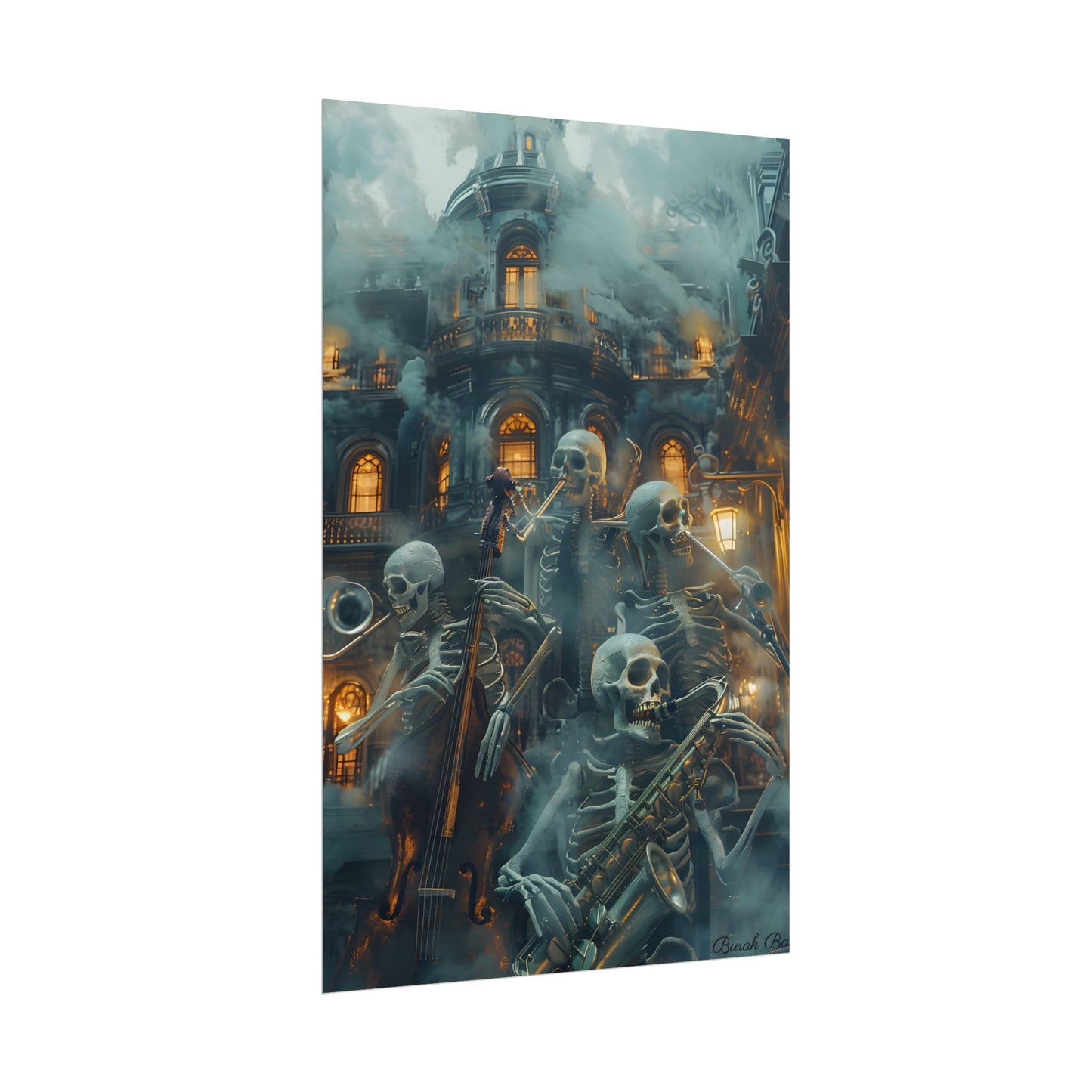 Victorian Lowbrow Skeleton Jazz Band: Dark Artwork - Poster