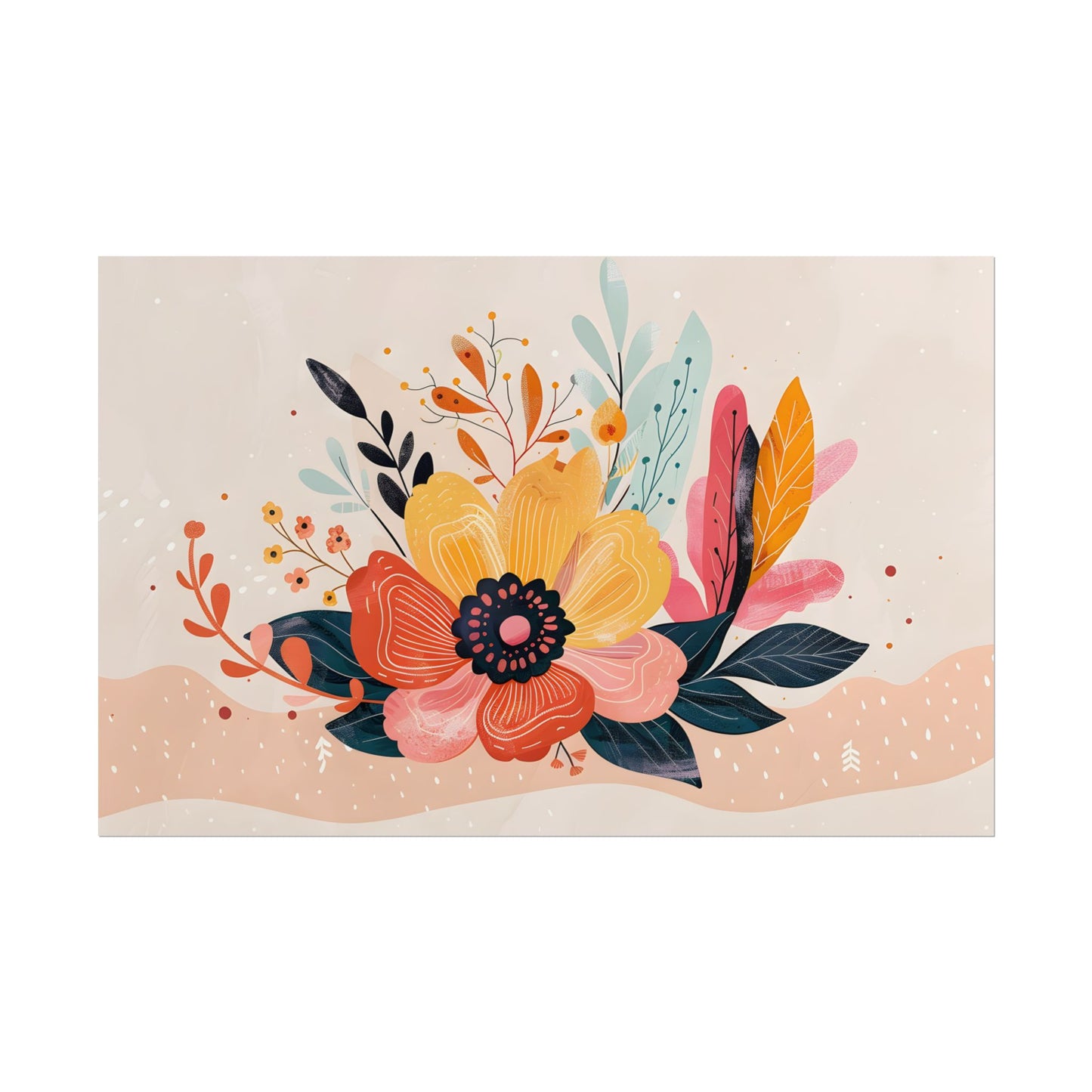 Blooming Growth: Vibrant Flower Artwork - Poster