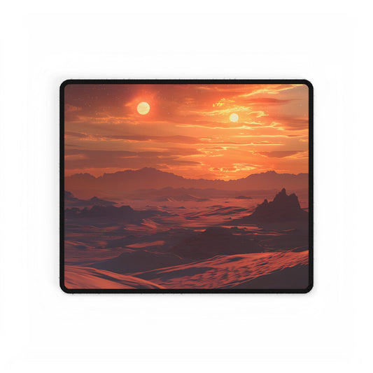 Serene Tatooine Landscape: Binary Sunset Artwork - Desk Mat