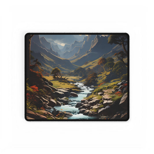 Majestic Waterfall Oil Painting: A Captivating Artwork - Desk Mat