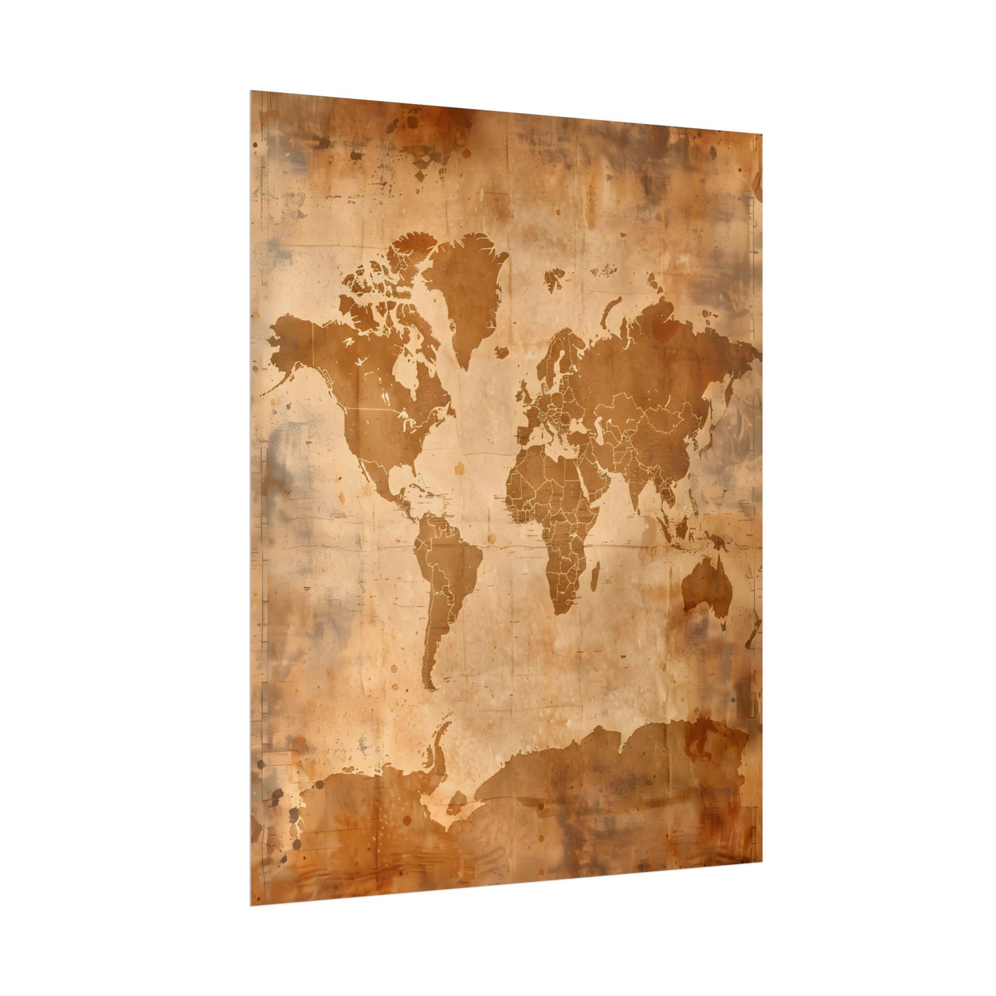 Vintage World Map: Artistic Cartography on Canvas - Poster