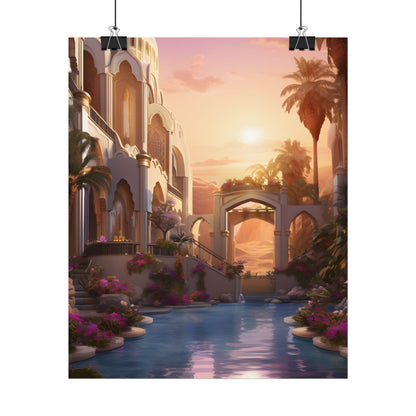 Desert Oasis Serenity: Arabian Nights-Inspired Artwork - Poster