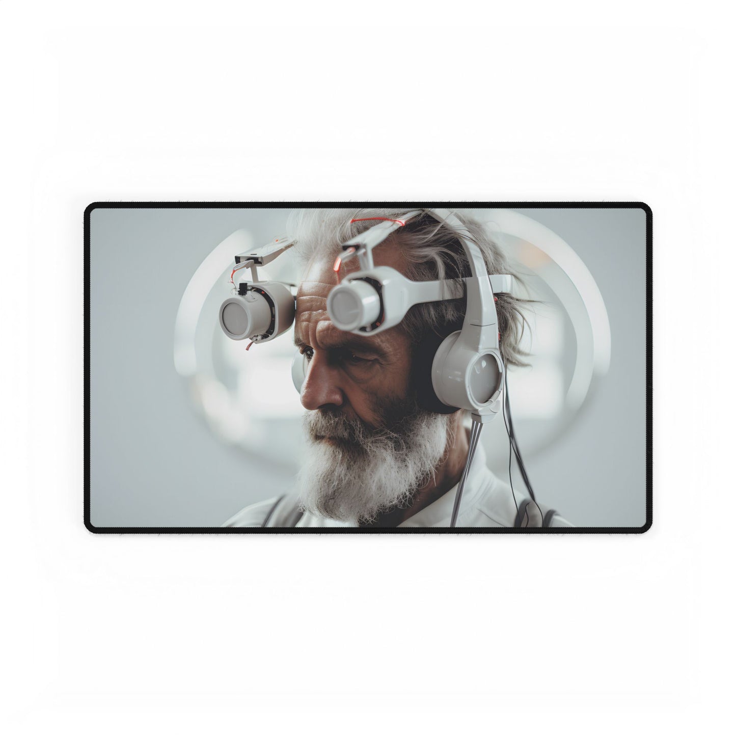 Futuristic Tech-Savvy Senior: Digital Art - Desk Mat