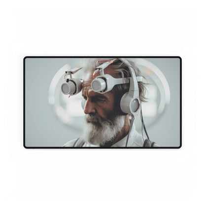 Futuristic Tech-Savvy Senior: Digital Art - Desk Mat