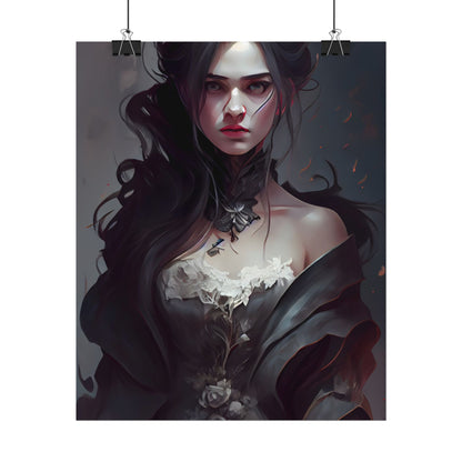 Black Haired Female Portrait: Elegant Outdoor Beauty - Poster