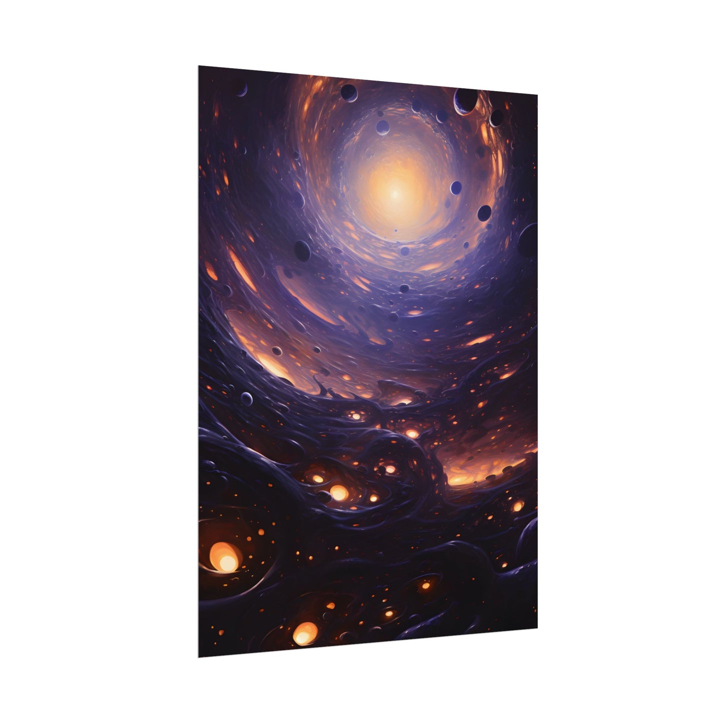 Black Hole Cosmic Encounter: Massive Planet Digital Art - Poster