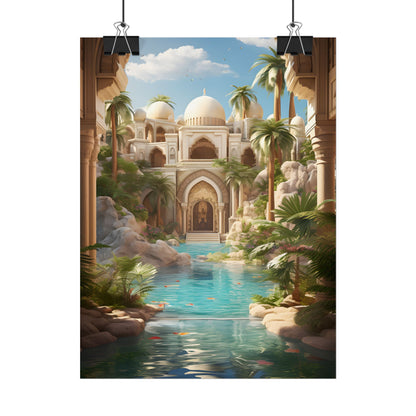Serene Desert Oasis: Arabian Nights-Inspired Artwork - Poster