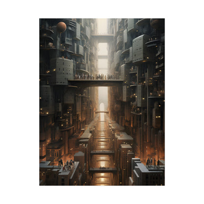 Futuristic City of Perfection: Modern Skyscrapers under Neon Lights - Poster
