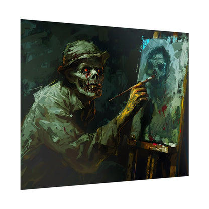 Zombie Painter in Action: Original Digital Art Piece - Poster