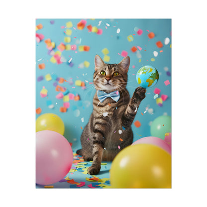 Whimsical Cat in Bow Tie: Close-Up Art Print - Poster