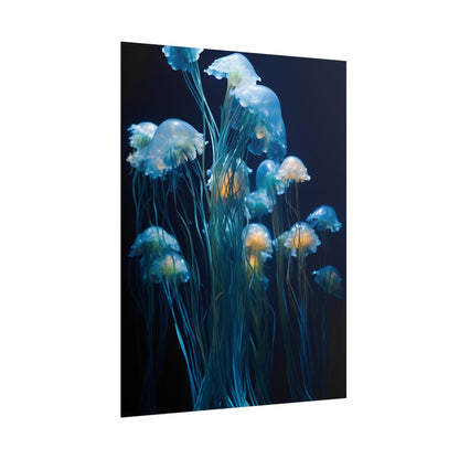 Bioluminescent Oceanic Ballet: Dancer's Magical Night Performance - Poster