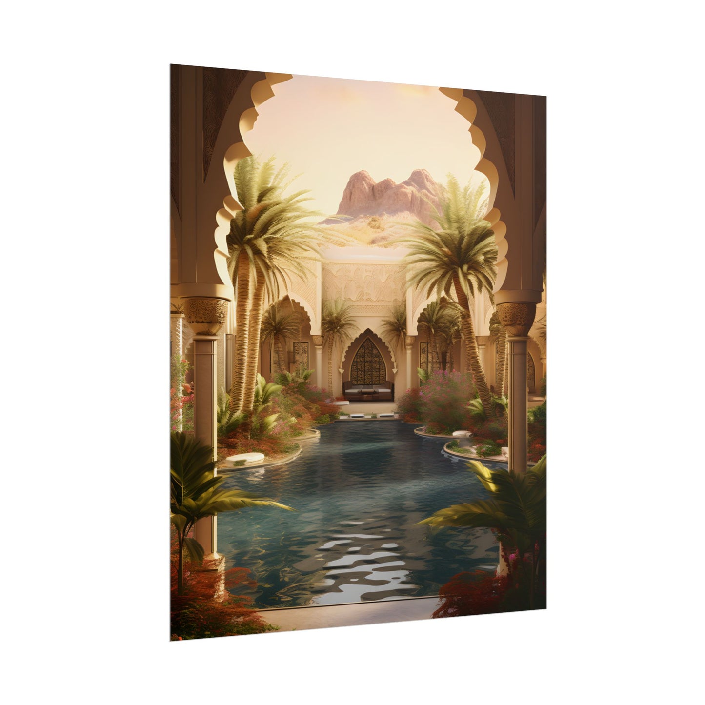 Serene Desert Oasis Art: Arabian Nights-Inspired Print - Poster