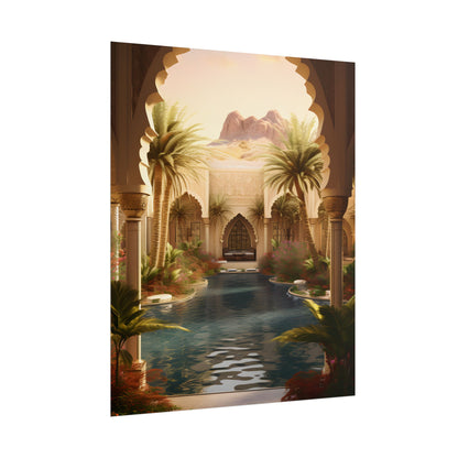 Serene Desert Oasis Art: Arabian Nights-Inspired Print - Poster