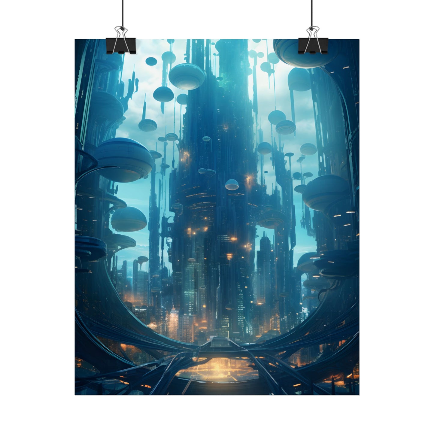 Underwater City of the Future: Modern Metropolis Digital Art - Poster