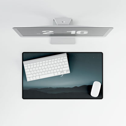 Minimalist Night Scene: Blue-Gray Sky Digital Art - Desk Mat