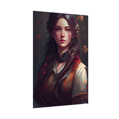 Vibrant Portrait: Brown Hair, Green Eyes Artwork - Poster