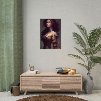 Lovely Brown Hair Portrait: Stunning Female Art - Poster