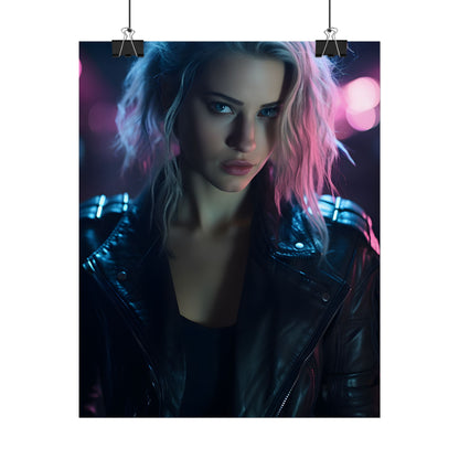 Cyberpunk Teen: Moody Expression Digital Art - Poster