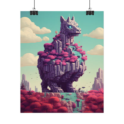 Futuristic Cyber Pet: Neon Pixel Art - Poster