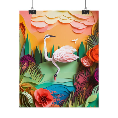 Peaceful Island Landscape: Paper Quilling Water Scene Art - Poster