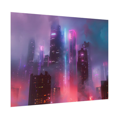 Futuristic Cityscape: Neon Dreams in the Urban Sky - Poster