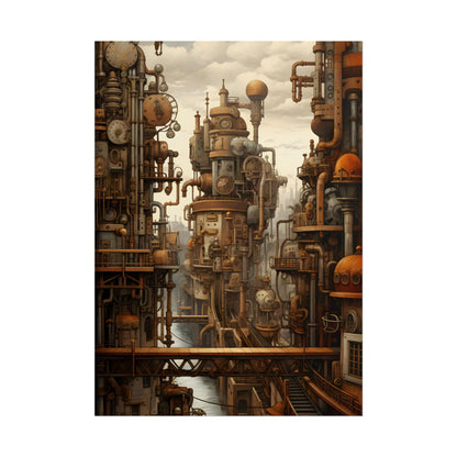Steampunk Cityscape: Vintage Parisian Dreamscape - Poster