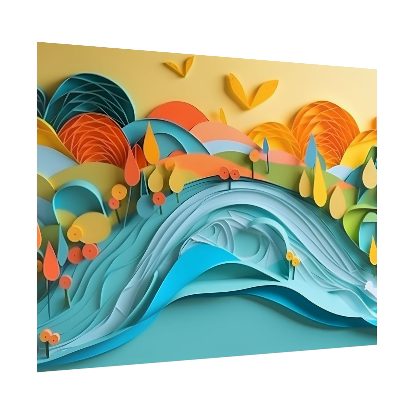 Magical Peaceful Beach: Paper Quilled Serenity - Poster